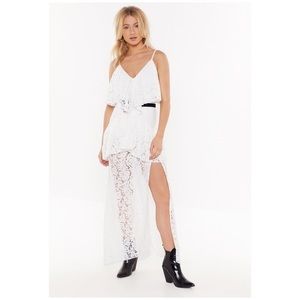 Nasty Gal White Lace Tiered Maxi Dress Size 6, NWT